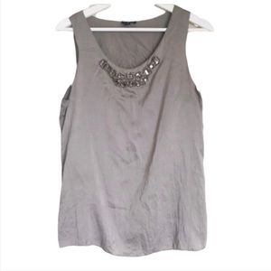 ANN TAYLOR | silk gem embellished silvery women’s top Size MP